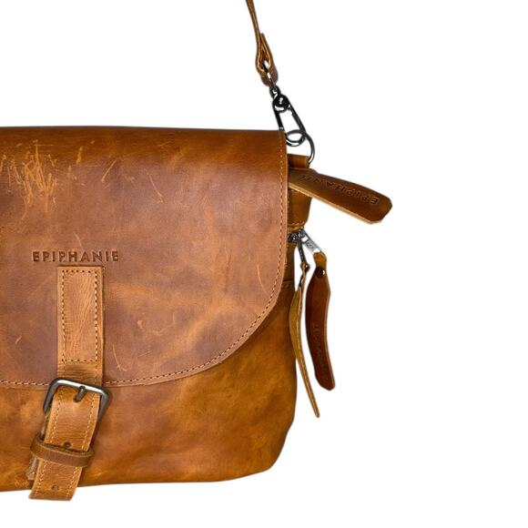 Epiphanie Camera Bag Sophia Leather Satchel Crossbody Camel Leather Studded - Picture 3 of 12